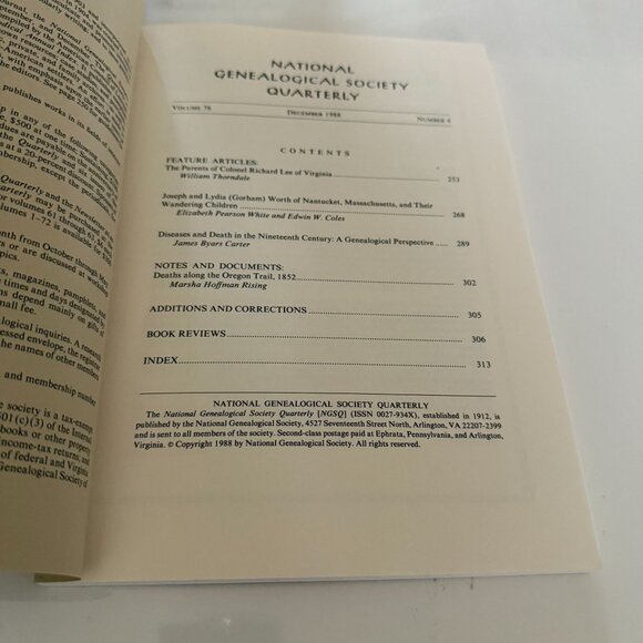 National Genealogical Society Quarterly Volume 76 & 77 Sept 1989 & Dec 1988 - Picture 2 of 4